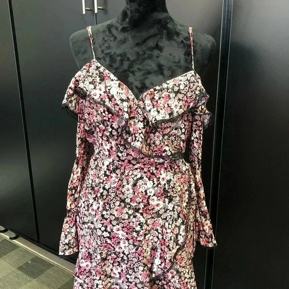 Altar'd State Mini dress,on/off shoulder,elastic waist,v-neck,bell sleeve,Floral - Picture 6 of 13